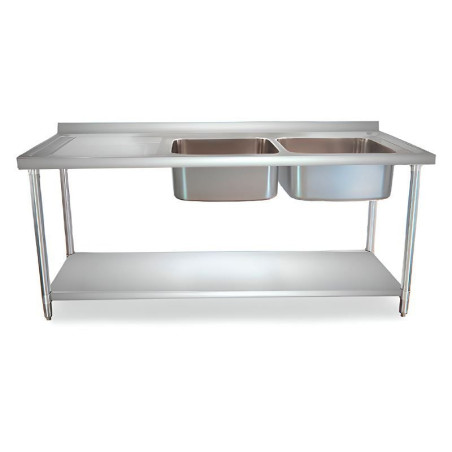 Fregadero de Pileta Doble al Lado Derecho de 150 x 60 x 35 Centimetros QUANTUM PRO PL1500D