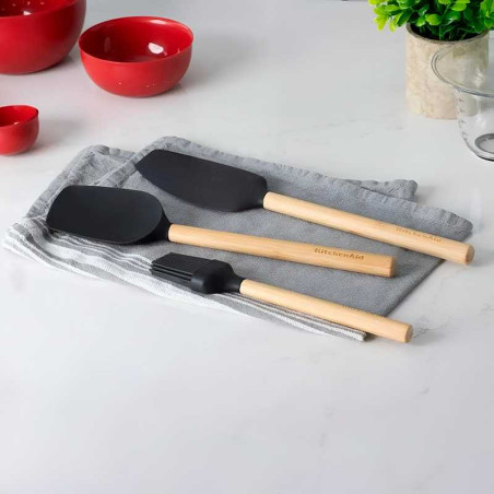 Cuchara Espatula de Bambu con Punta de Silicon Negro KITCHEN AID KQG630OHOBE