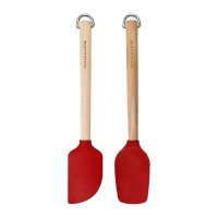 Espatulas Mini de Madera de Abedul con Punta de Silicon Rojo 22 Centimetros KITCHEN AID KQR750OHERE