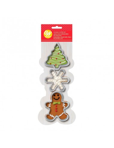 Cortadores para Galletas de Arbol, Copo de Nieve y Muneco de Jengibre, Set de 3 Unidades WILTON 191011183