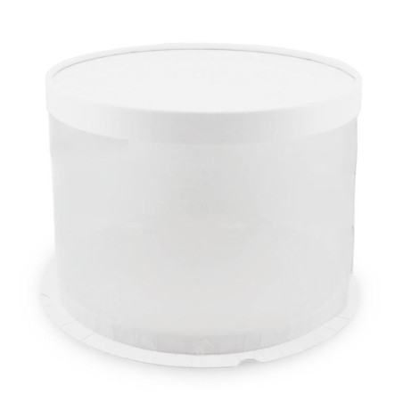 Caja Porta Queque Redonda Blanca de 26 x 26 x 16 Centimetros MASTER CHEF 0761092