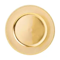 Plato Base Redondo Borde Ancho 33 Centimetros Dorado TIPS 24B13-02