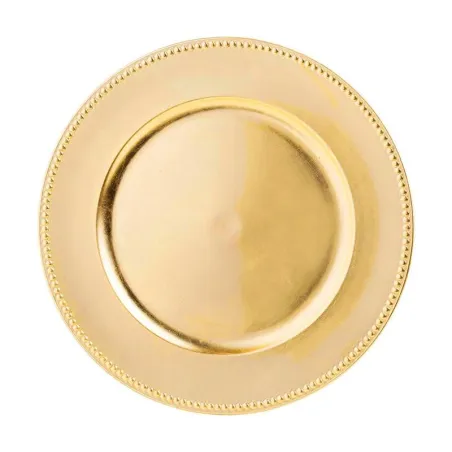 Plato Base Redondo Borde Ancho 33 Centimetros Dorado TIPS 24B13-02