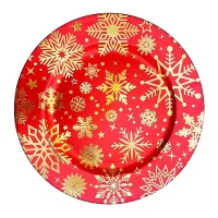 Plato Base Redondo de Borde Ancho 33 Centimetros Rojo Navideno TIPS 24B13-05