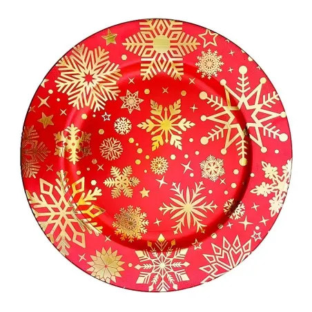 Plato Base Redondo de Borde Ancho 33 Centimetros Rojo Navideno TIPS 24B13-05