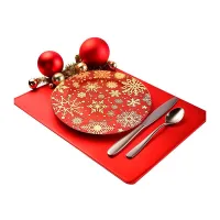 Plato Base Redondo de Borde Ancho 33 Centimetros Rojo Navideno TIPS 24B13-05 2