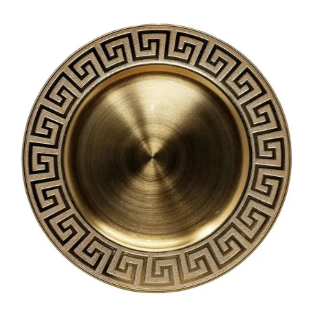 Plato Base Redondo de Borde Ancho 33 Centimetros Dorado TIPS 24B13-06