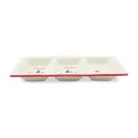 Plato Triple Navideno Rectangular de Ceramica 32 x 14 Centimetros TIPS 24B12-07 2