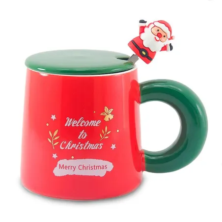 Taza de Ceramica Santa Claus con Cuchara TIPS 24B12-35