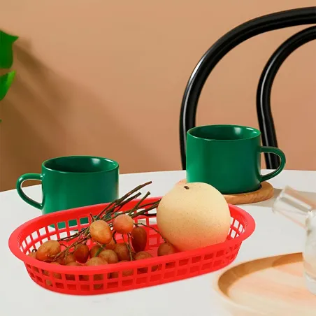 Canasta Ovalada Plastica para Comida Rapida de 10.5 x 7 Pulgadas, Color Rojo THUNDER PLBK1034R
