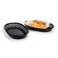 Canasta Plastica Ovalada para Comida Rapida de 10.5 x 7 Pulgadas, Color Negro brillante THUNDER PLBK1034K 2