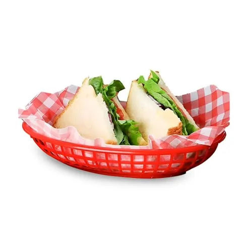 Canasta Plastica Ovalada para Comida Rapida 9.5 x 6 Pulgadas, Color Rojo THUNDER PLBK938R