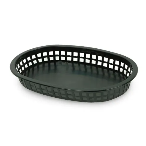 Canasta Plastica Ovalada para Comida Rapida de 10.5 x 7 Pulgadas, Color Negro brillante THUNDER PLBK1034K