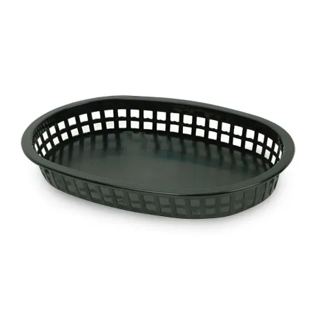 Canasta Plastica Ovalada para Comida Rapida de 10.5 x 7 Pulgadas, Color Negro brillante THUNDER PLBK1034K