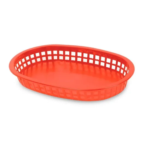 Canasta Ovalada Plastica para Comida Rapida de 10.5 x 7 Pulgadas, Color Rojo THUNDER PLBK1034R