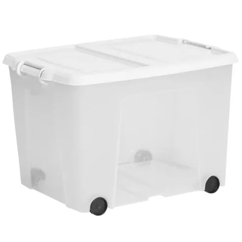 Caja Translucida para Almacenamiento con Ruedas de 75 Litros STRATA XW676-CLR/CLR-EX