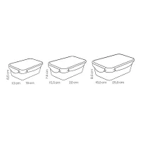 Contenedor Rectangular de Polipropileno, Set 3 Unidades de 1, 1.5 y 2.5 Litros
 TESCOMA 892092 2