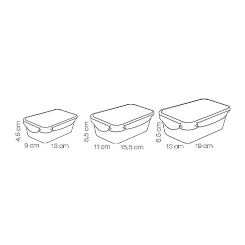 Contenedor Rectangular de Polipropileno, Set 3 Unidades de 0.2, 0.4 y 1.0 Litros TESCOMA 892090