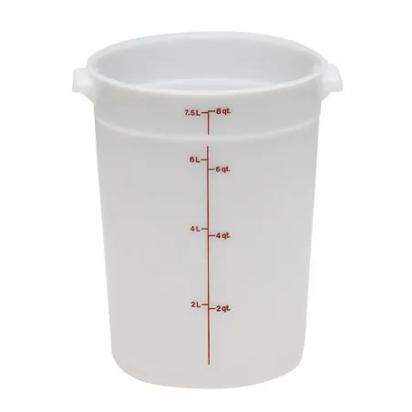 Contenedor Redondo Traslucido de Polipropileno de 8 Cuartos, Color Blanco  THUNDER PLRFT308TL