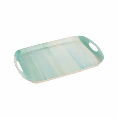 Azafate de Plastico de 44 x 30 Centimetros, Diseno de Rayas Blancas con Celeste TESCOMA 662632