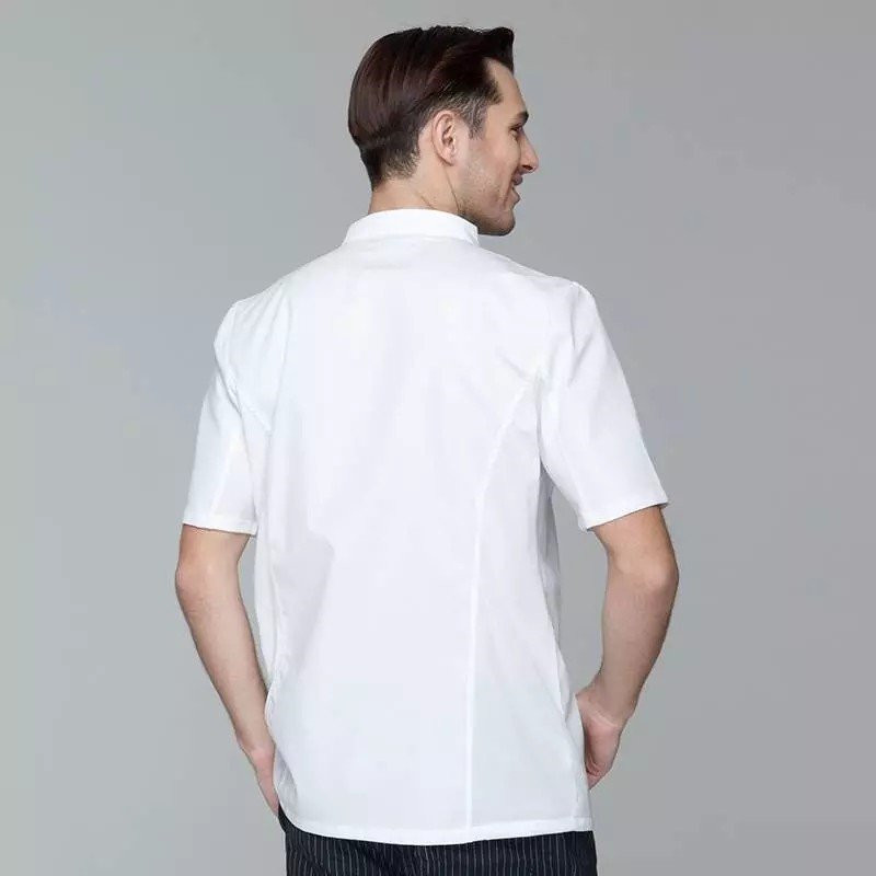 Gabacha Filipina Blanca Manga Corta Cuello Cruzado De Doble Botonera Talla L CHECKEDOUT CU102D0200A-L