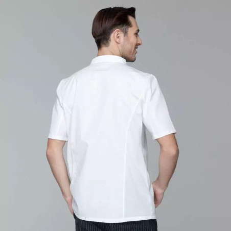 Gabacha Filipina Blanca Manga Corta Cuello Cruzado De Doble Botonera Talla L CHECKEDOUT CU102D0200A-L