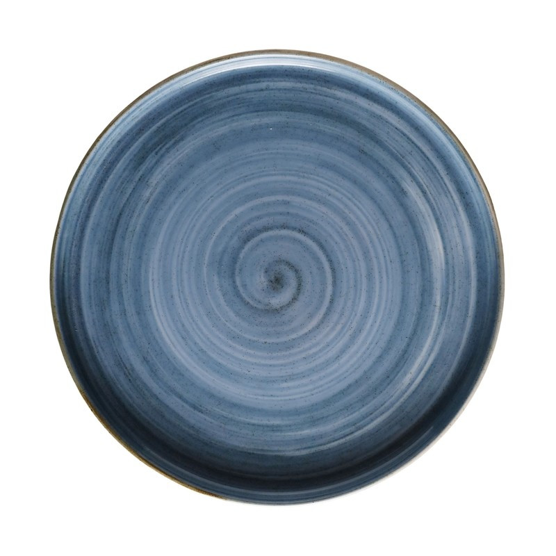 Plato Artisan estilo rustico con acabado espiral azul 27.9 cm CORONA PA1604992812