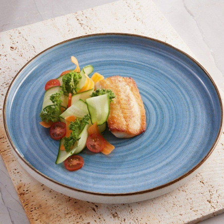 Plato Artisan estilo rustico con acabado espiral azul 27.9 cm CORONA PA1604992812