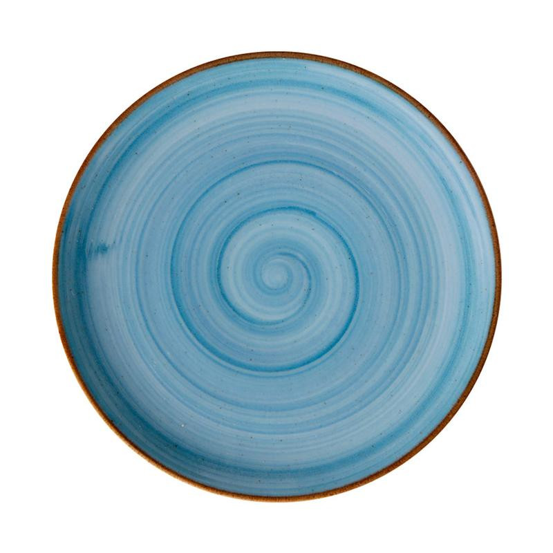 Plato plano Coupe Artisan azul acabado de lujo 23.6 cm CORONA PA1604712324