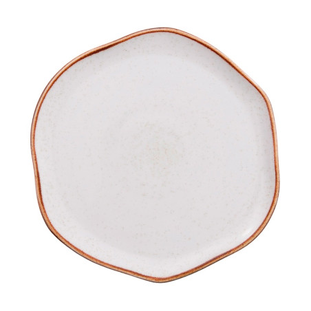 Plato ancestral Artisan Beige borde dorado diseno sofisticado 29.5 cm CORONA PA1605892912