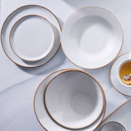 Plato pando coupe Artisan beige modelo sofisticado 28.4 cm CORONA PA1605712812