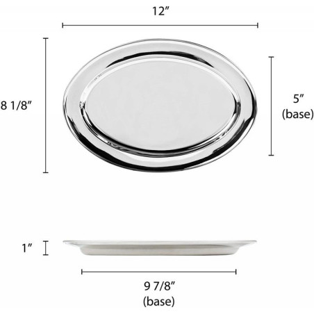 Platon Ovalado de Acero Inoxidable de 12 Pulgadas THUNDER SLOP012