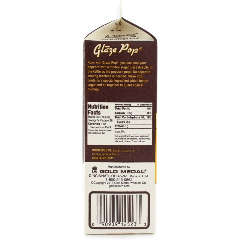 Glaze Pop Sabor a Chocolate, 26 Onzas GOLD MEDAL 2523