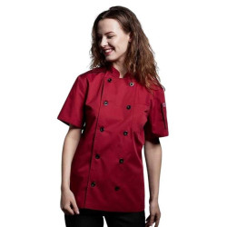 Gabacha de Chef de Manga Corta con Doble Botonadura Clasica, Talla XL, Color Rojo CHECKEDOUT CU104D0401E-XL