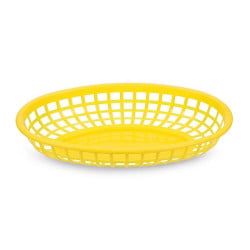 Canasta Plastica Ovalada para Comida Rapida de 9.5 Pulgadas de Diametro, Color Amarillo THUNDER PLBK938Y