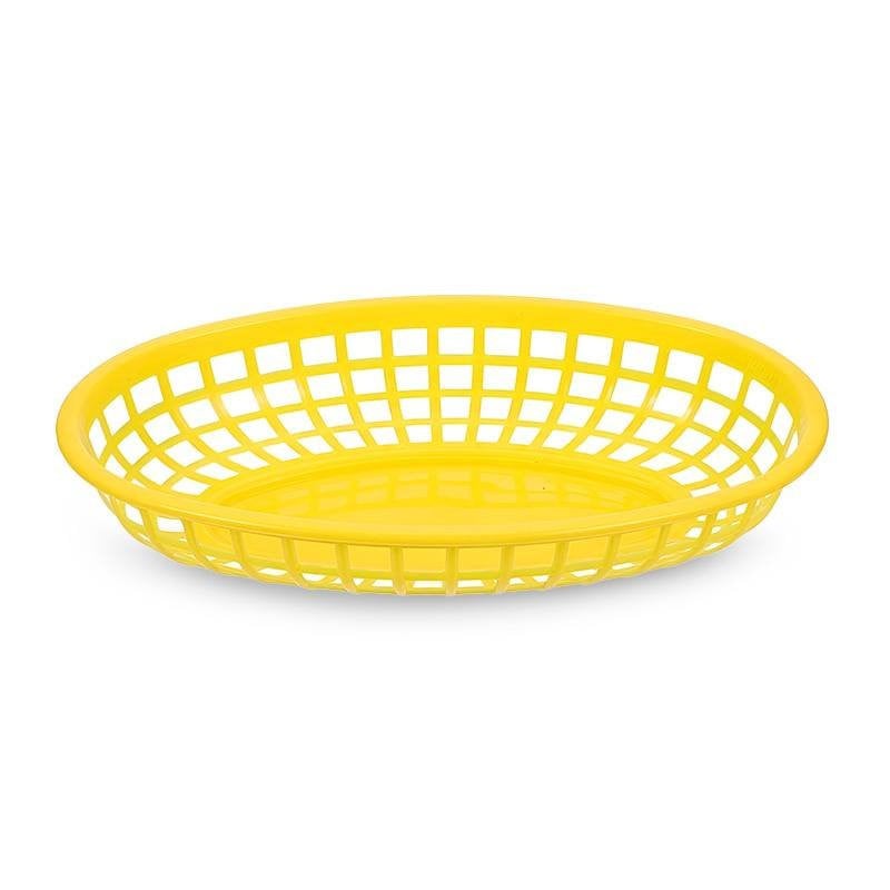 Canasta Plastica Ovalada para Comida Rapida de 9.5 Pulgadas de Diametro, Color Amarillo THUNDER PLBK938Y