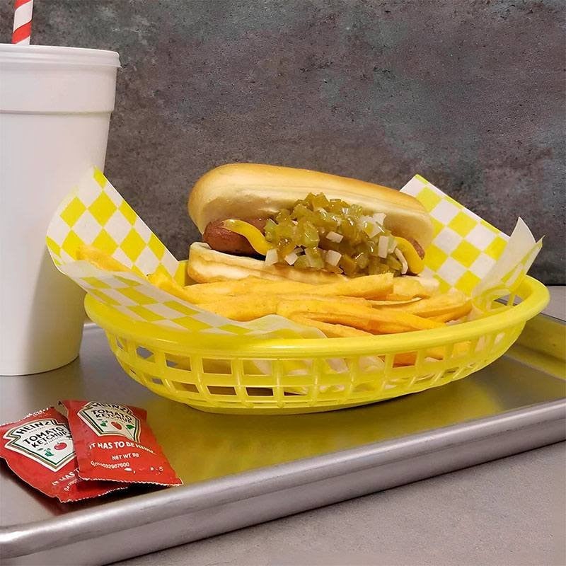 Canasta Plastica Ovalada para Comida Rapida de 9.5 Pulgadas de Diametro, Color Amarillo THUNDER PLBK938Y