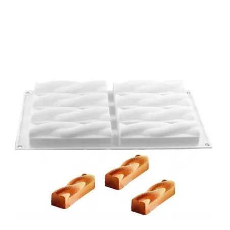 Molde de Silicon de 8 Barras de Chocolate Trensa MASTER CHEF B01-RMSM-015