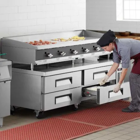 Base Refrigerada 4 Gavetas de Acero Inoxidable 184 Centimetros U-STAR CB72-HC