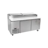 Mesa Refrigerada de Preparacion para Pizzas 2 Puertas de Acero Inoxidable 72 Pulgadas U-STAR PICL2-E-HC