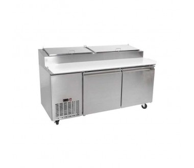 Mesa Refrigerada de Preparacion para Pizzas de Acero Inoxidable 72 Pulgadas U-STAR PICL2-E-HC